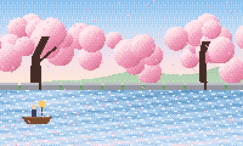 桜の川辺