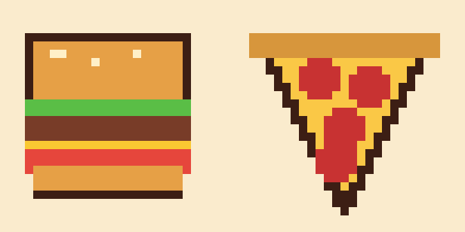 ハンバーガーとピザ